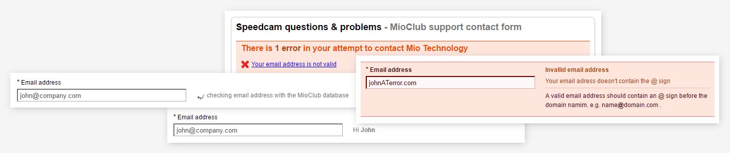 Mio Technology - Contact us form validation and help