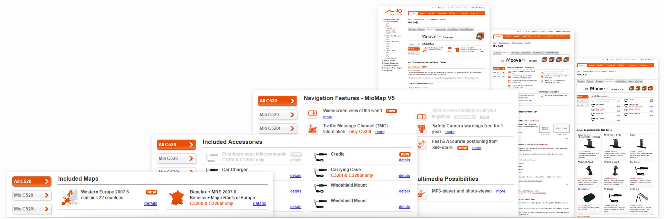 Mio Technology - device section overviews and filters