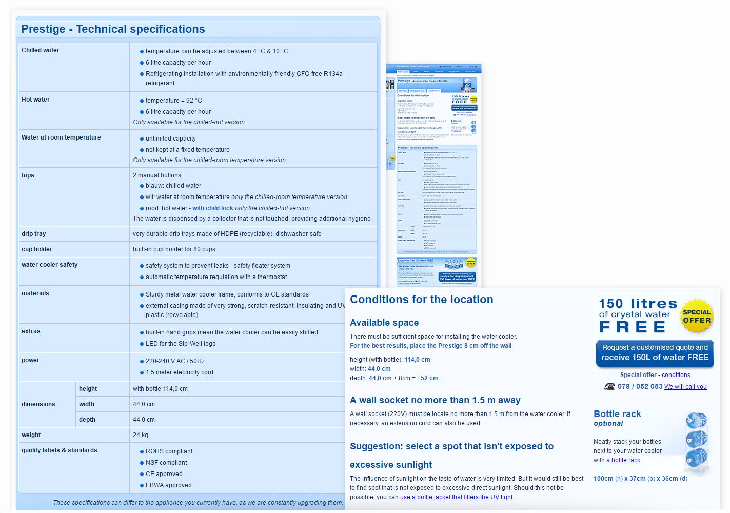 Sip-Well - watercooler specs